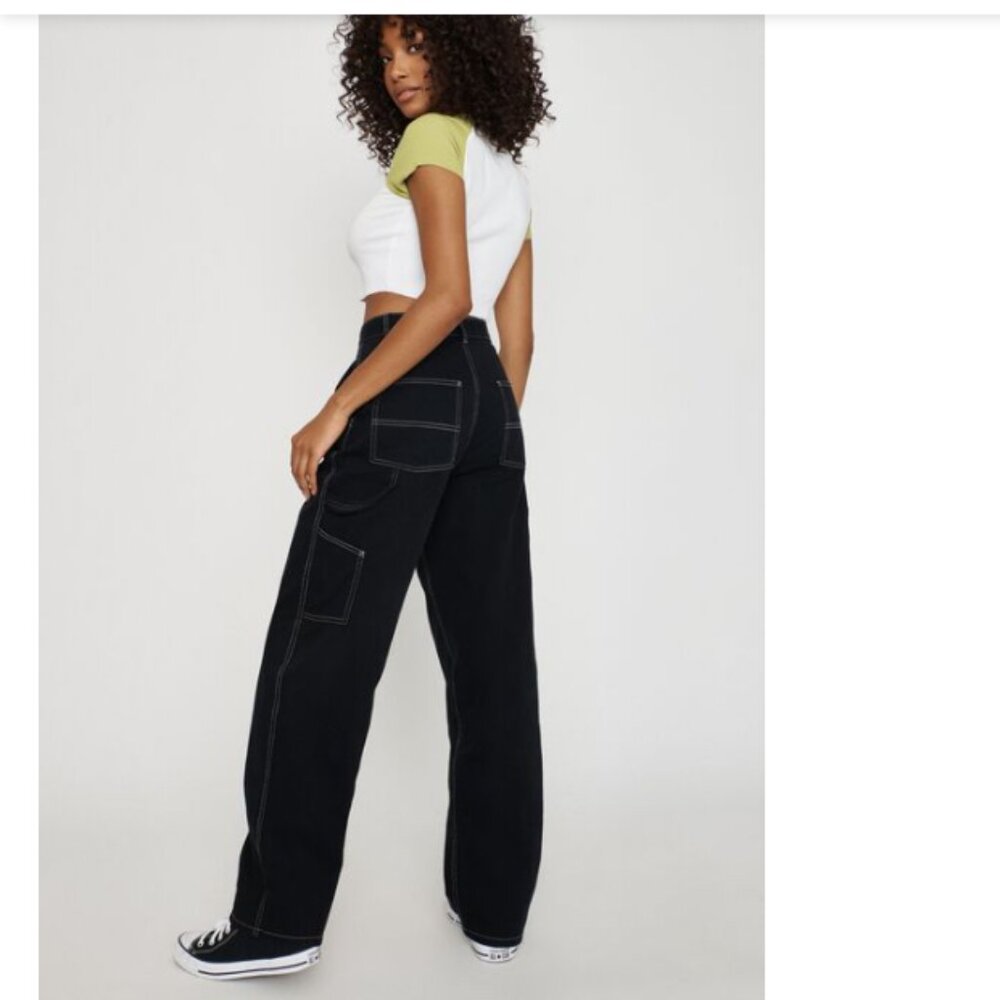 Garage Carpenter Cargo Pants Womens 5 27 S/M Black Contrast Grunge Streetwear